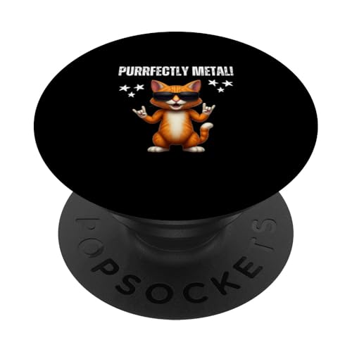 Purrfectly Metal Lustiges Katzen-Rock Musik PopSockets Klebender PopGrip von charlize_merch_style