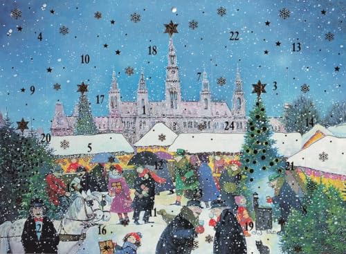 Nostalgischer Adventskalender A4 Wien Weihnachtsmarkt vor dem Rathaus von chemstickattack