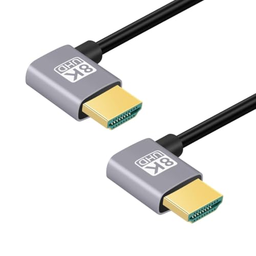 chenyang HDMI 2.1 Kabel, HDMI Stecker auf Stecker doppelter 90 Grad nach links abgewinkelt 8K@60Hz 4K@120Hz 48Gbps ultraschnelles vergoldetes Kabel 0.5M für Fernseher, Monitor, Computer von chenyang