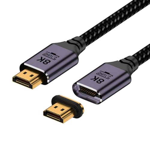 chenyang HDMI 2.1 Magnetanschlusskabel, HDMI Stecker auf Stecker 8K@60Hz 4K@120Hz 48Gbps Ultra High Speed ​​vergoldetes Nylongeflechtkabel 1.0M für Fernseher, Monitor, Computer von chenyang