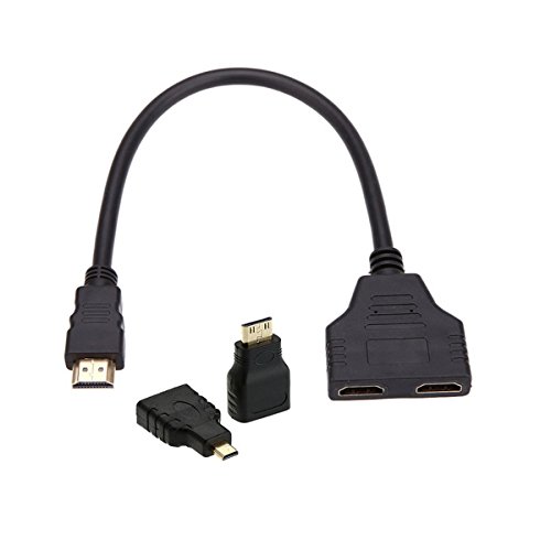 chenyang HDMI-Splitterkabel,HDMI 1 Eingang 2 Ausgänge,HDMI 1 Stecker zu 2 Buchsen Kabel für HDMI HD, LED, LCD, TV, unterstützt zwei Monitore gleichzeitig 1080P 30 cm mit Micro ＆ Mini HDMI Stecker von chenyang