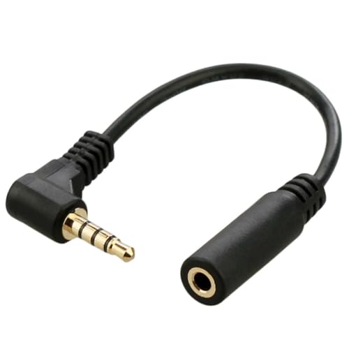 chenyang Kopfhörer/Audio Verlängerungskabel, 4 poliger 3,5mm Stecker auf 3,5mm Buchse Audio Stereo Kopfhörer 90 Grad abgewinkeltes Verlängerungskabel 10cm von chenyang