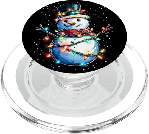 Frohe Weihnachten Familie | Schneemann mit Weihnachtslichtern PopSockets PopGrip für MagSafe von christmas Theme