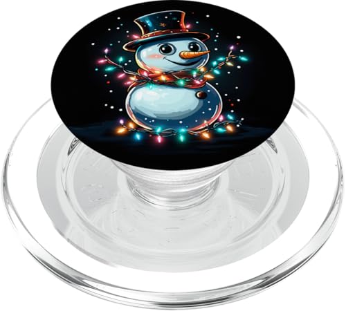 Frohe Weihnachten Familie | Schneemann mit Weihnachtslichtern PopSockets PopGrip für MagSafe von christmas Theme