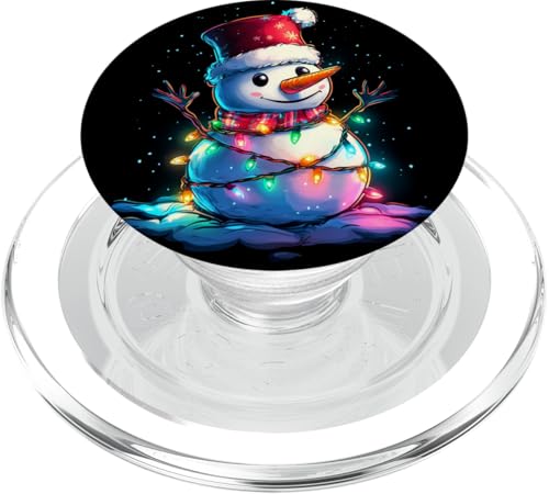 Frohe Weihnachten Familie | Schneemann mit Weihnachtslichtern PopSockets PopGrip für MagSafe von christmas Theme