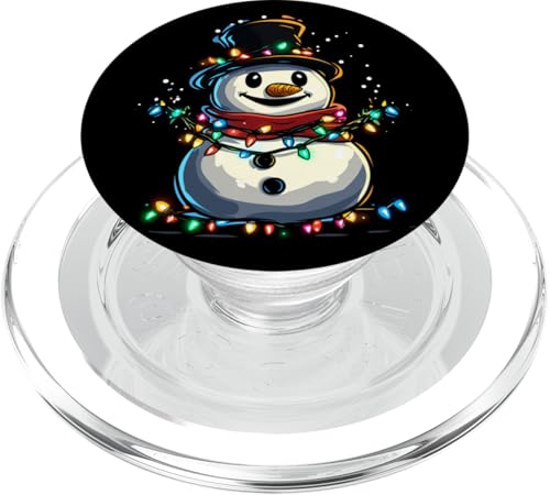 Frohe Weihnachten Familie | Schneemann mit Weihnachtslichtern PopSockets PopGrip für MagSafe von christmas Theme