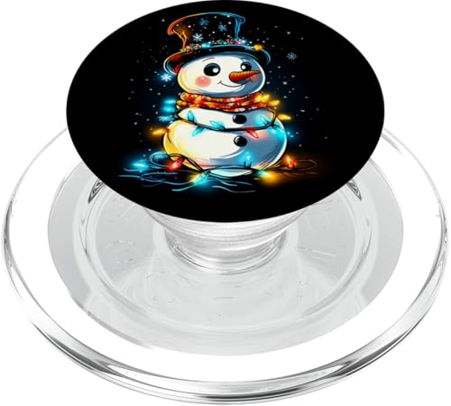 Frohe Weihnachten Familie | Schneemann mit Weihnachtslichtern PopSockets PopGrip für MagSafe von christmas Theme