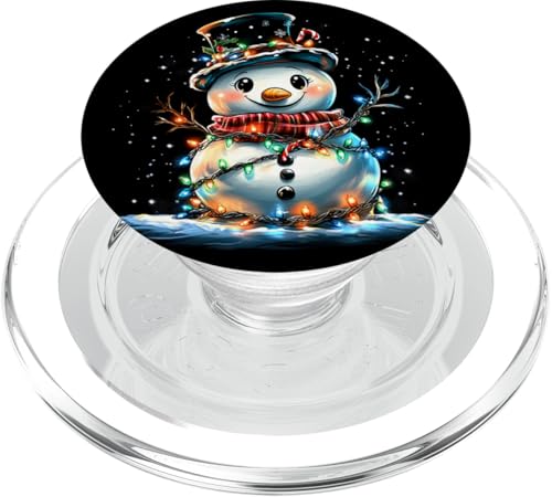 Schneemann umwickelt in Girlande Weihnachtsbeleuchtung PopSockets PopGrip für MagSafe von christmas Theme