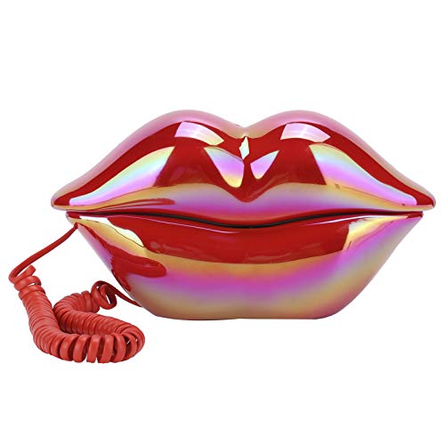 Galvanisieren Modisches Lustiges Lippentelefon, Hotel-Festnetztelefon mit Nummernspeicherfunktion, Festnetztelefon für Heimtextilien(rot) von ciciglow