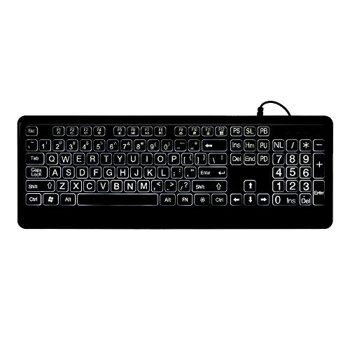 Kabelgebundene Tastatur mit 104 Tasten, Design mit Größeren Zeichen. Leise Tastatur. Kabelgebundene Großdrucktastatur für ältere Menschen und Kurzsichtige von ciciglow