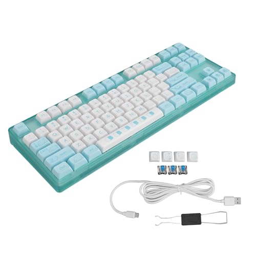 Mechanische Gaming-Tastatur, PBT-Tastenkappen, Blauer Schalter, Weiße Hintergrundbeleuchtung, 20 Beleuchtungsmodi, Niedliches Design, Ergonomisch, 87 Tasten, Kabelgebunden, für, Mechanische Gaming-Tastatur, PBT-Tastenkappen, Blauer Schalter, Weiße Hintergrundbeleuchtung, 20 Beleuchtungsmodi, Niedliches Design, Ergonomisch, 87 Tasten, Kabelgebunden, für, von ciciglow