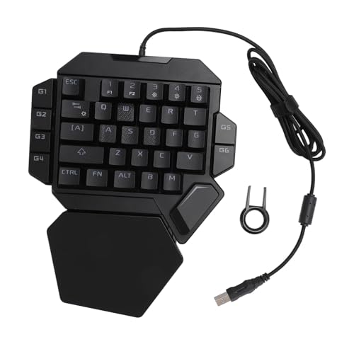 ciciglow Einhändige Gaming-Tastatur, 35 Tasten, RGB-Hintergrundbeleuchtung, Blauer Schalter, Gaming-Tastatur, USB, Mechanische Gaming-Tastatur mit Handgelenkauflage für PC-Gamer von ciciglow