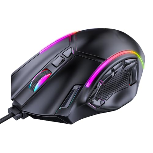 ciciglow Kabelgebundene Gaming-Maus, X15 Kabelgebundene USB-Computermaus, 12800 DPI RGB-Hintergrundbeleuchtung, Kabelgebundene Maus für Computer-Gaming-Geräte, 12 Programmiertasten, Büro von ciciglow