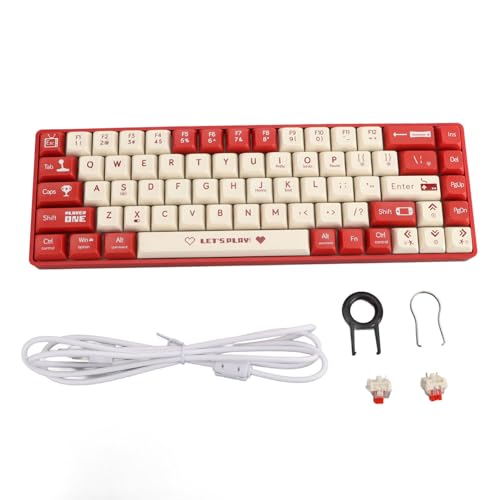 ciciglow Kabelgebundene Tastatur, 68 Tasten, Hot-Swap-fähiger Roter Schalter, Mechanische USB-Tastatur, Dynamische Hintergrundbeleuchtung, Gaming-Tastatur für Typ-C-Geräte (rot und weiß) von ciciglow