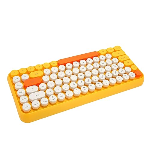 ciciglow Stilvolle Kabellose -Tastatur, Multifunktionale 84 Tasten mit Runden Tastenkappen, Ergonomisches Design, für Bürospiele von ciciglow