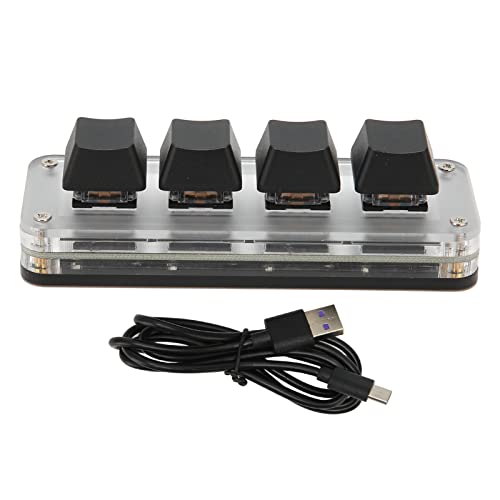 ciciglow USB-4-Tasten-Tastatur, Typ-C-kabelgebundene Einhändige Mechanische Tastatur mit 4 Vollständig Programmierbaren Tasten für DOS, für All, für Linux, für OS X, ciciglow USB-4-Tasten-Tastatur, Typ-C-kabelgebundene Einhändige Mechanische Tastatur mit 4 Vollständig Programmierbaren Tasten für DOS, für All, für Linux, für OS X, von ciciglow