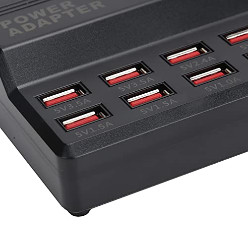 ciciglow USB Ladegerät, 5V 12A 10 Ports USB Hub Ladestation USB Schnellladegerät Power Hub Strip Plug Dock Block für Handy Tablet MP3 MP4 DV von ciciglow