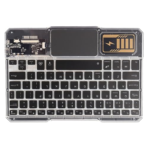 ciciglow Wiederaufladbare Transparente Kabellose Tastatur mit 7-Farben-Hintergrundbeleuchtung, Tastatur für Mate-Tablet, Schnelle -Verbindung, Coole (Black) von ciciglow