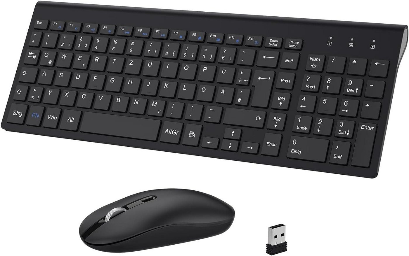 cimetech Kabellos, 2.4G Wiederaufladbare Ergonomisch Tastatur- und Maus-Set, QWERTZ Layout (Deutsch), Ultra Thin 10m Reichweite von cimetech