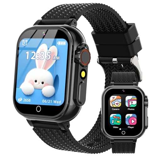 clleylise Smartwatch Kinder, Kinder Smartwatch mit SD-Karte/HD Touchscreen/32 Spiele/Kamera/Musik/Player/Alarm, Kinderuhr für Jungen Mädchen Spielzeug Geburtstagsgeschenke für 4-13 Jahre (Schwarz) von clleylise