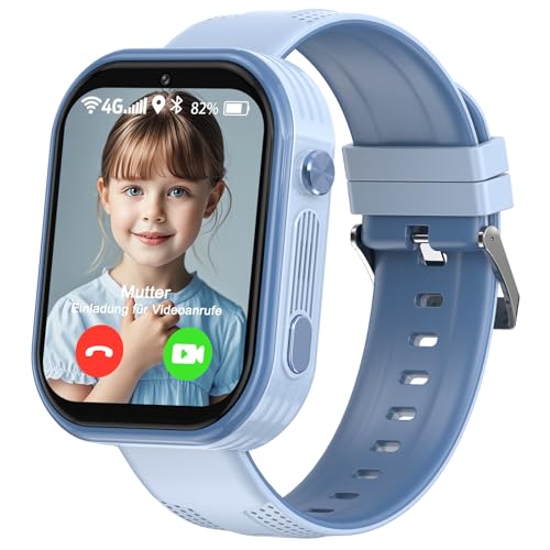 clleylise Smartwatch Kinder, Newly Upgraded Smartwatch Kinder mit GPS, Telefon, Videoanruf, Voice Chat, SOS, Schulmodus, Schrittzähler, Wecker, Kinderuhr für Mädchen und Jungen 4-18 Jahren von clleylise