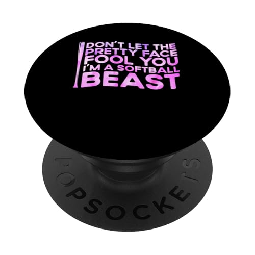 Lass dich nicht von einem hübschen Gesicht täuschen Ich bin ein Softball-Bastsport PopSockets mit austauschbarem PopGrip von coach girl & play softball Gift