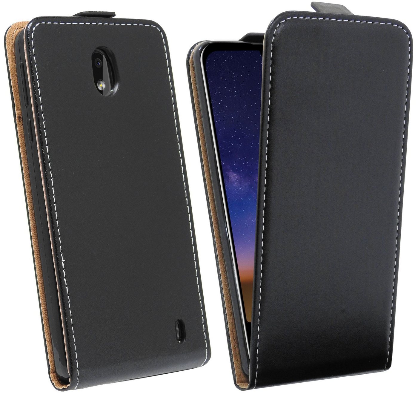 cofi1453 Handyhülle Flip Case für Nokia 2.2, Schutzhülle Handy Flip Cover Klapptasche Schwarz von cofi1453