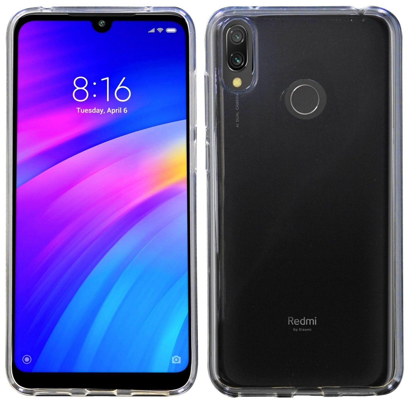 cofi1453 Handyhülle Silikon Hülle Basic kompatibel mit XIAOMI REDMI 7 Case TPU Soft Handy Cover Schutz Transparent von cofi1453