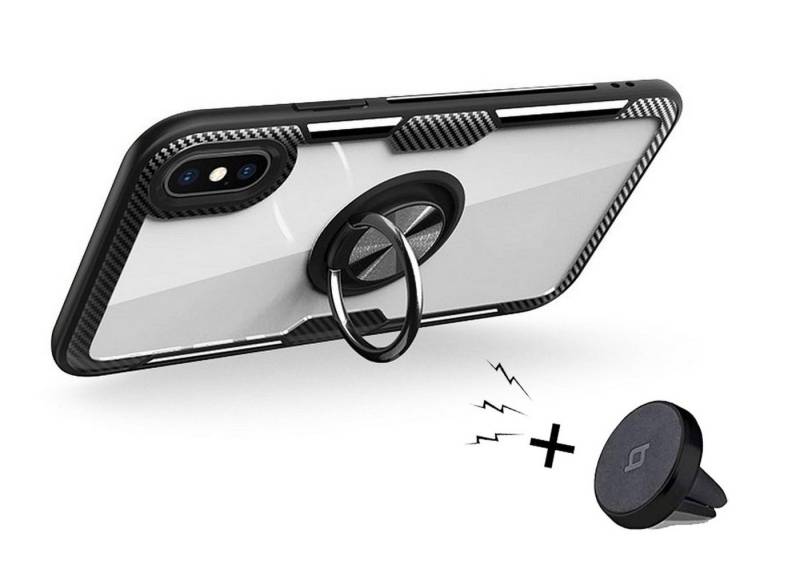 cofi1453 Smartphone-Hülle 360 Grad Schutz Hülle Ring magnetisch Ständer + KFZ Handy Halterung Ma von cofi1453