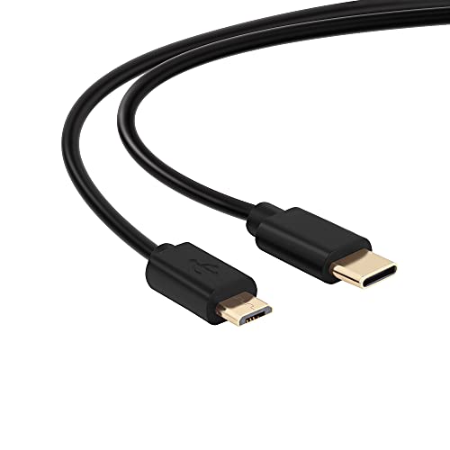 conecto 2,00m USB C auf Mirco USB 2.0 Verbindungskabel, vergoldete Steckerkontakte, Datenkabel und Ladekabel, schwarz von conecto