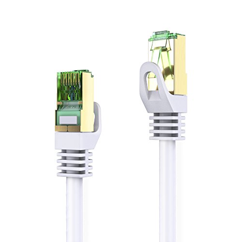 conecto 5.00m RJ45 Ethernet-Netzwerkkabel (S/FTP, PIMF, CCA AWG26/7), mit Cat7 Rohkabel (1 Stück) weiß, CC50443 von conecto