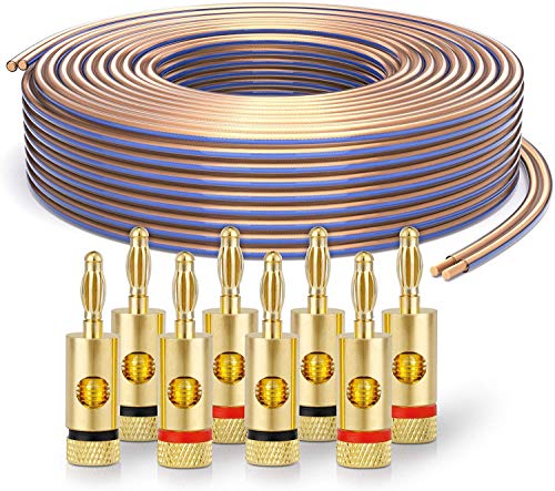 conecto CC50633 OFC Professional Audio Lautsprecherkabel Ultraflex, Querschnitt 2x4,00mm² (99,9% OFC Vollkupfer 511x0,10,0mm Litze), 50,0m, transparent, Set inkl. 8 Bananenstecker von conecto