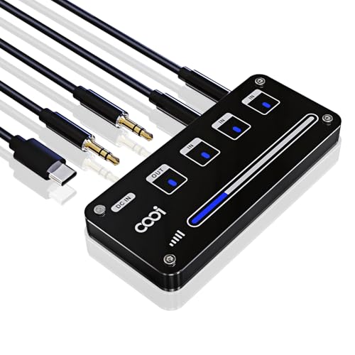 Cooidea 3-Kanal-Mischpult, AUX-Stereo-Audio Mixer Unterstützt 3 In 1 Out Mini- DJ-Mischer mit Touch ON/OFF-Schalter und Lautstärkeausgleich - Für PC, Telefon, Laptop, Kopfhörer von cooidea