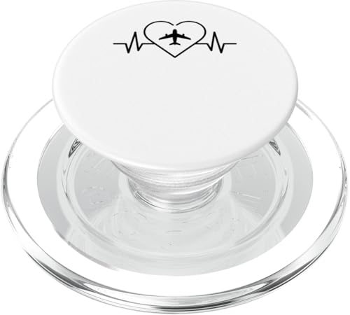 Lustiges Flugzeug EKG Flugzeug Pilot Herzschlag Pulsfrequenz PopSockets PopGrip für MagSafe von cool ECG Aviation Aircraft Lover For Men