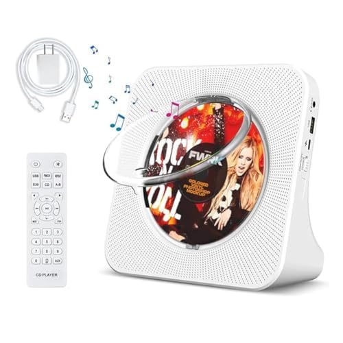 CD Spieler mit integriertem HiFi Lautsprecher Bluetooth 5.0 Fernbedienung USB-Funktion LED Anzeige FM Radio Timer und Staubschutz ideal für Musikliebhaber Weiß von copap