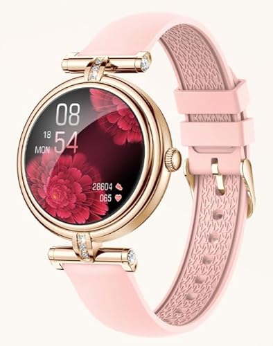 cosescos AK62 Smartwatch, Sportuhr, Bluetooth, sprechende Herzfrequenz, Schlafüberwachung, Schrittzähler, runde Damenuhr (rosa) von cosescos