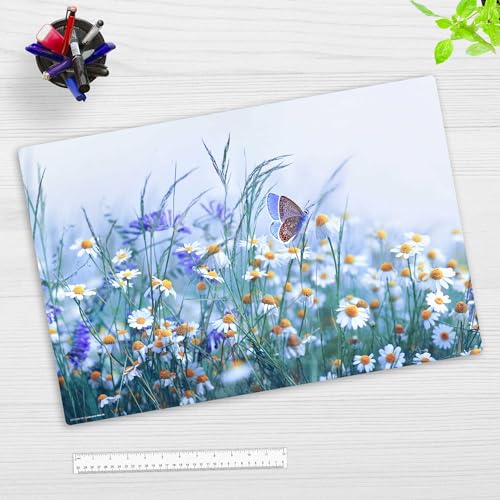 Schreibtischunterlage für Kinder und Erwachsene – “Wiesenblumen“ – aus erstklassigem, strapazierfähigem Vinyl (Kunststoff -BPA frei) – 60 x 40 cm – Made in Germany von coveryourdesk www.cover-your-desk.de