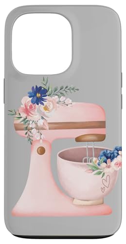 Hülle für iPhone 13 Pro Süßes Backen, Muttertag, rosa Blumenmixer, Bäckerei von cranberrysky retro