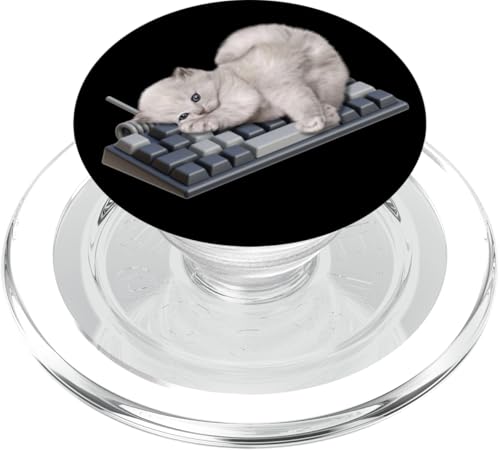 Lustige, niedliche Haustier-Katzenliebhaber-Tastaturhose für Katzen PopSockets PopGrip für MagSafe von cranberrysky retro