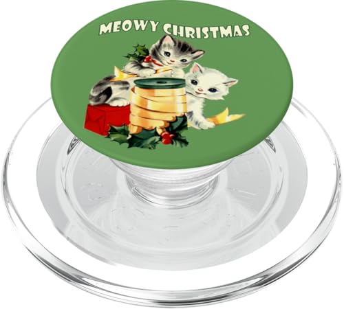 Lustiges Vintage Xmas Cute Kitty Katzenliebhaber Katzen Meowy Christmas PopSockets PopGrip für MagSafe von cranberrysky retro