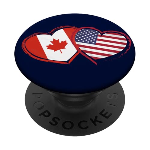 Patriotische kanadische amerikanische Kanada-USA-Flagge zusammen Herzen PopSockets Klebender PopGrip von cranberrysky retro