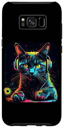 Hülle für Galaxy S8+ Coole regenbogenfarbene Katze DJ mit Kopfhörern, Hochformat von cute designs co.