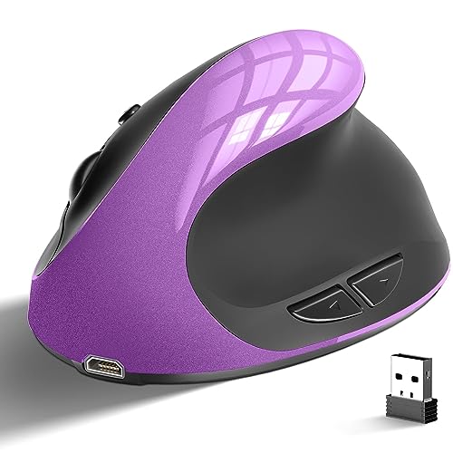 cvavot Ergonomische Maus, Wiederaufladbare kabellose Maus Rechtshänder kleine Maus mit 6 Tasten 3 einstellbare 800/1200/1600 DPI für Laptop, Desktop, PC, MacBook（Lila） von cvavot
