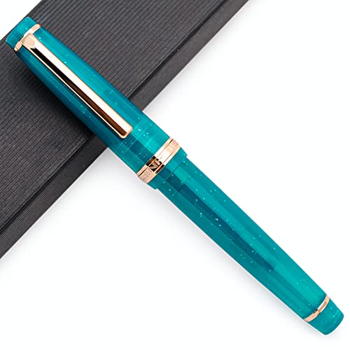 JINHAO 82 Acryl Füllfederhalter mit Iridium Feder (Feine Feder, Pfauenblau mit Gold Clip) von czxwyst