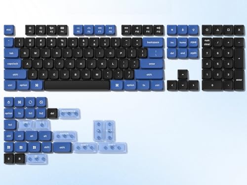 dagaladoo Flache Tastenkappe, Doppelschuss-PBT-Tastenkappen, 60, 75, 100 %, PC-Material, transparente Tastenkappe, dunkelblau/blaue Tastaturkappen für die meisten MX-Schalter, mechanische Tastaturen von dagaladoo