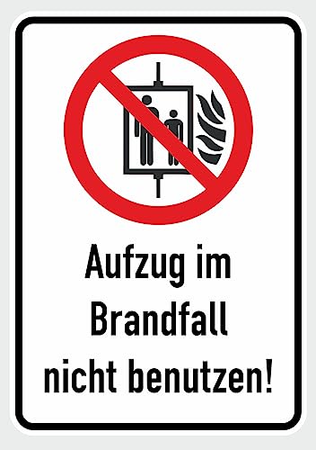 Aufzug im Brandfall nicht benutzen Aufkleber Vinyl Sicherheitsaufkleber Schutzbrille Selbstklebende Karte Sticker TK-092 von daged