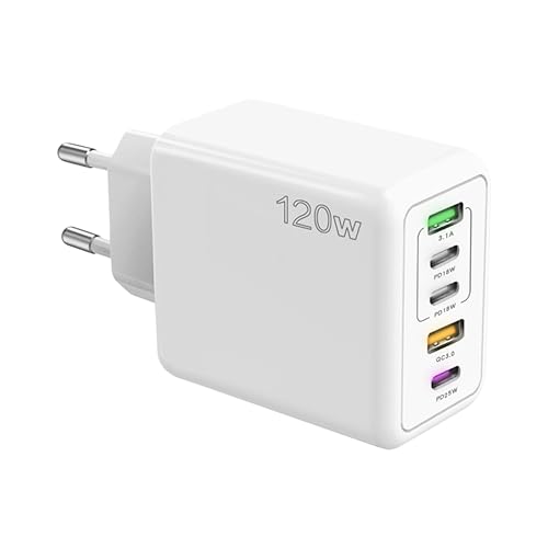 dashfusion USB C Ladegerät, 5 Ports Mehrfach Ladegerät mit USB C und USB A, 120W Schnellladegerät QC PD 3.0 Power Adapter, USB Netzteil für iPhone 15 14 Pro Max 13 12 11, Samsung, USB C Geräte von dashfusion