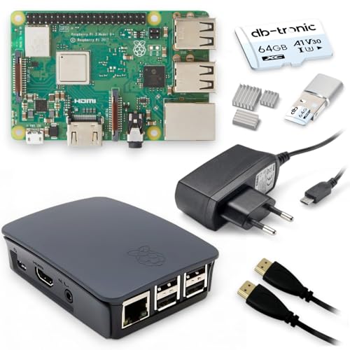 Raspberry Pi 3 B+ Starter-Set | Netzteil | Gehäuse | 64GB SD-Karte | 4K HDMI Kabel | Raspberry Pi 3 B+ 1GB RAM von db-tronic