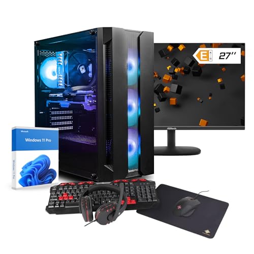 dcl24 Gaming PC Set komplett Intel i7 14700, RTX4060 8GB - 1000GB SSD, 32GB DDR5, Gamer PC mit 20x5.4 GHz, WLAN, 27" Monitor, Maus, Tastatur, Headset, Windows 11 Pro [19704] von dcl24.de