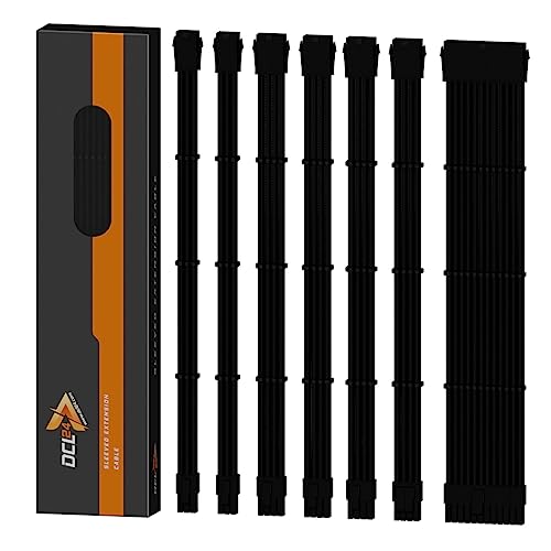 dcl24.de 30CM Sleeved Cable PC Extension Kit Schwarz für Netzteil, GPU/CPU, PSU Cable Extensions mit Kabelkämmen, 3X 8pin PCIe passend für alle Grafikkarten von dcl24.de